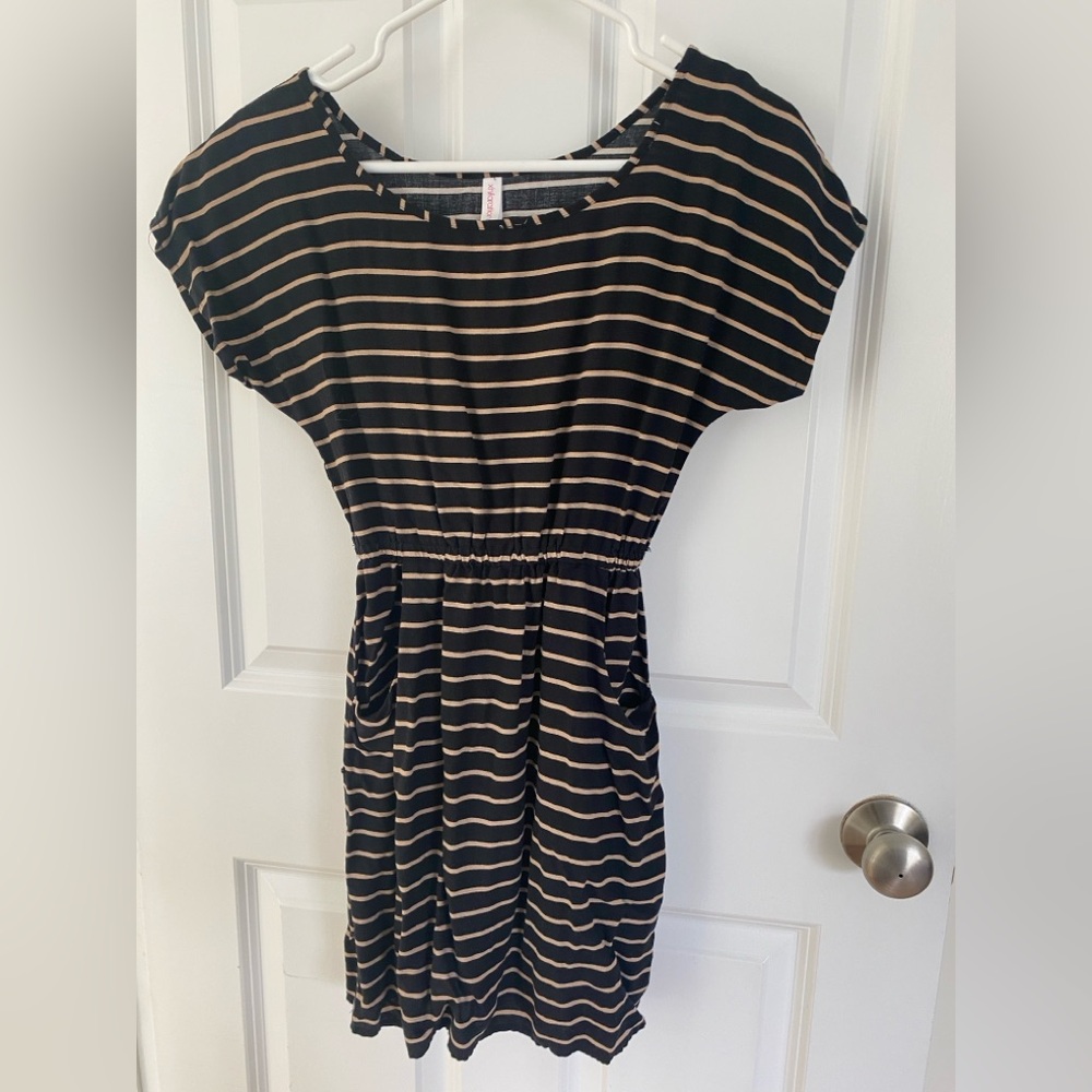 Xhilaration Black and Cream Striped Dress